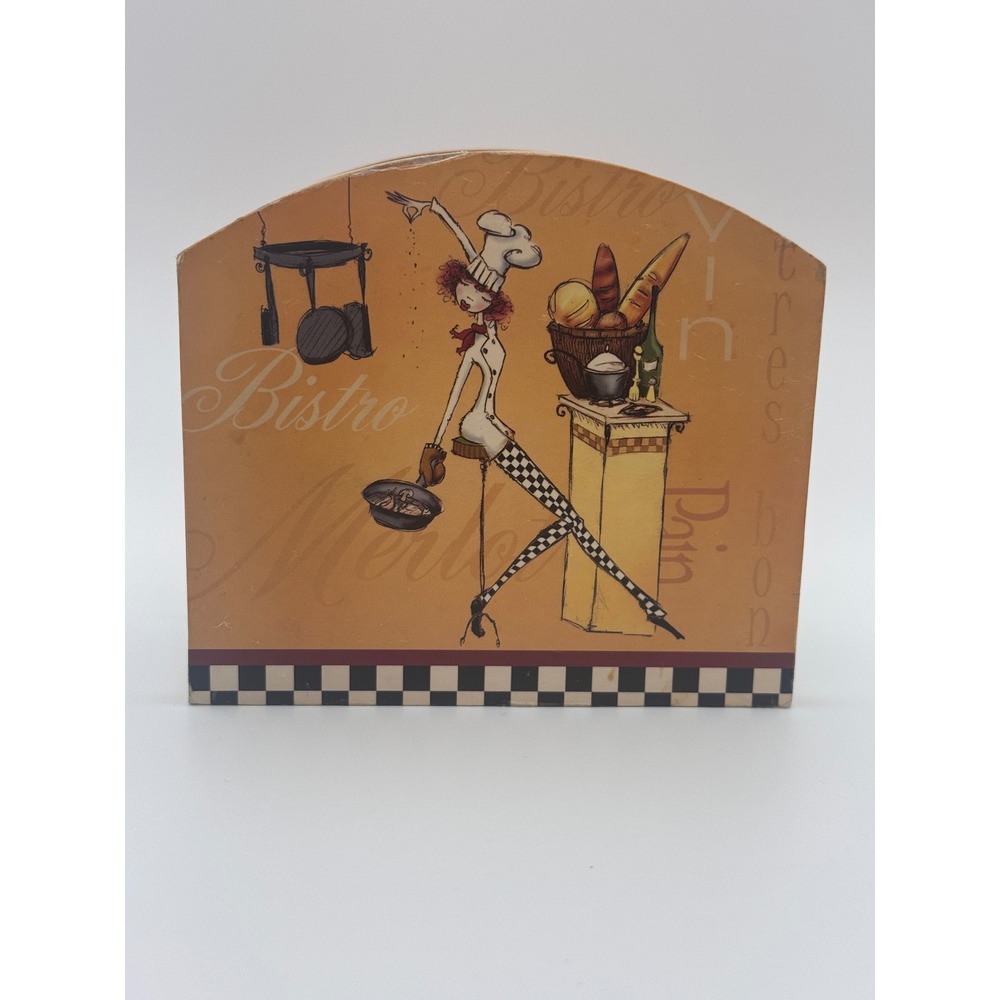 Sassy Chef III Napkin‎ Holder Wooden Countertop Salt Bae Female